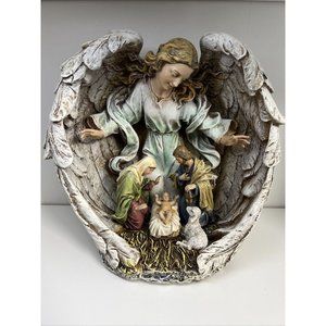 Guardian Angel Wings Figurine With Holy Family 10.5" Christmas Decor Nativity